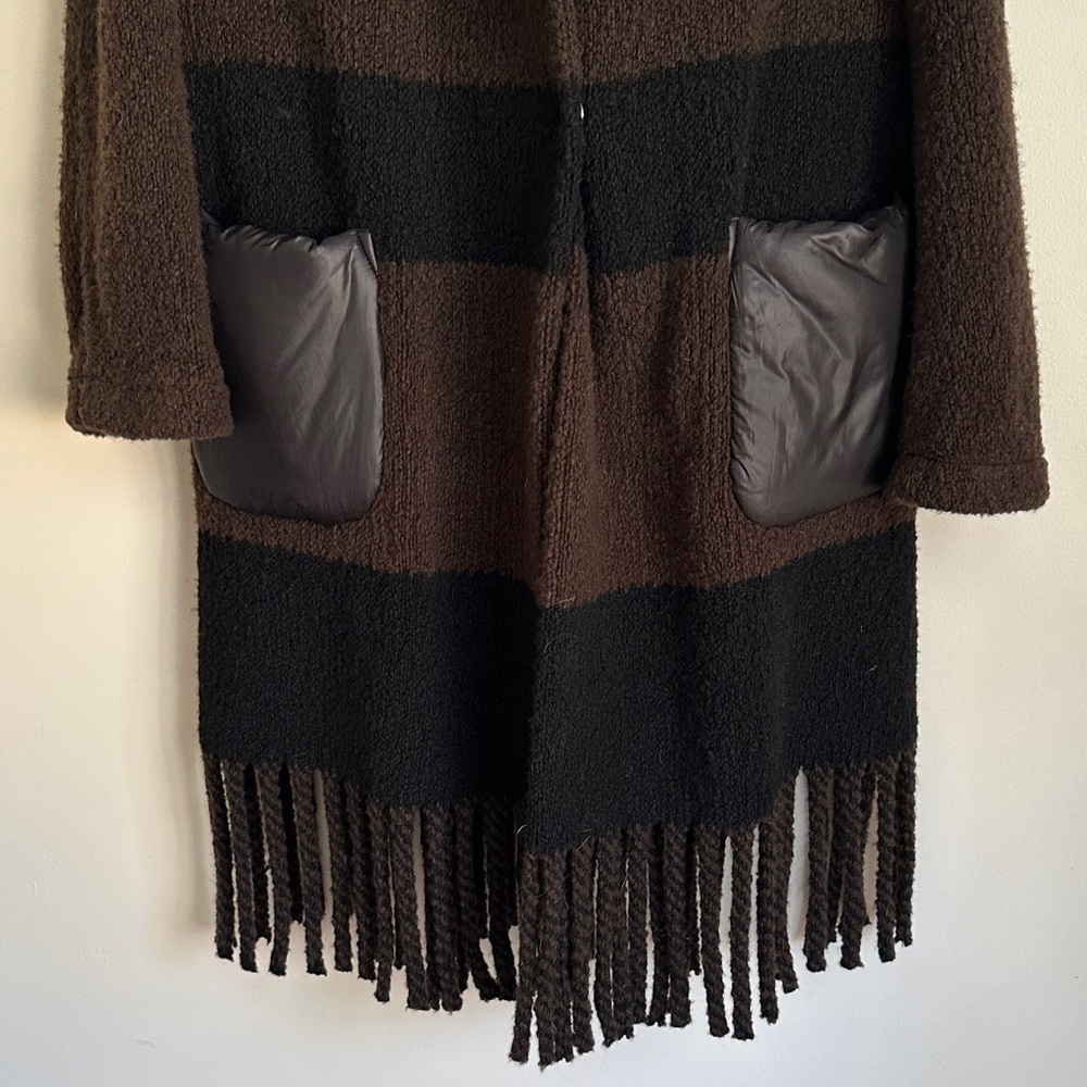 Violanti Italian Brown and Black Hooded Coat with Fringe. Stunning, heavy, soft - Picture 6 of 14